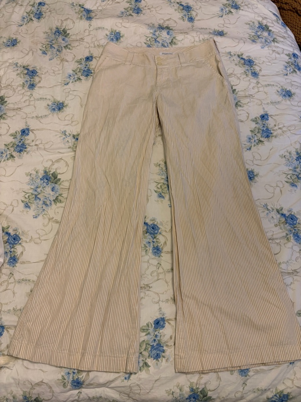 Abercrombie & Fitch Tan and White Seersucker Pants